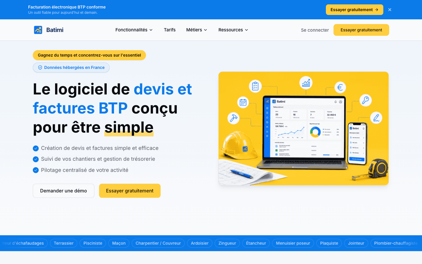 Capture d'écran du projet Batimi — Logiciel Devis & Chantiers BTP