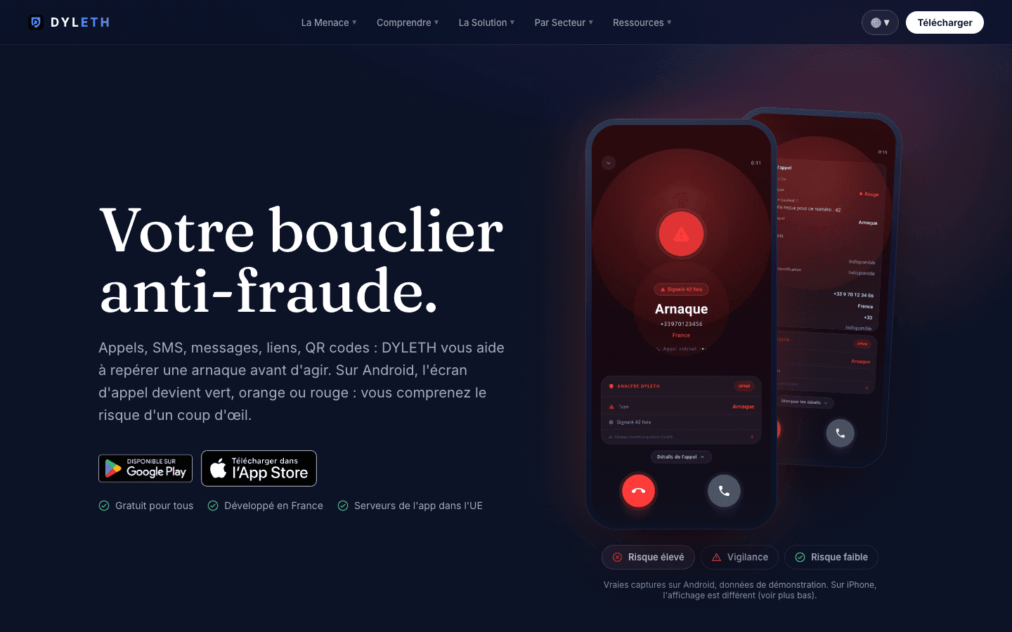 Capture d'écran du projet Dyleth — Protection Anti-Fraude & Cyber