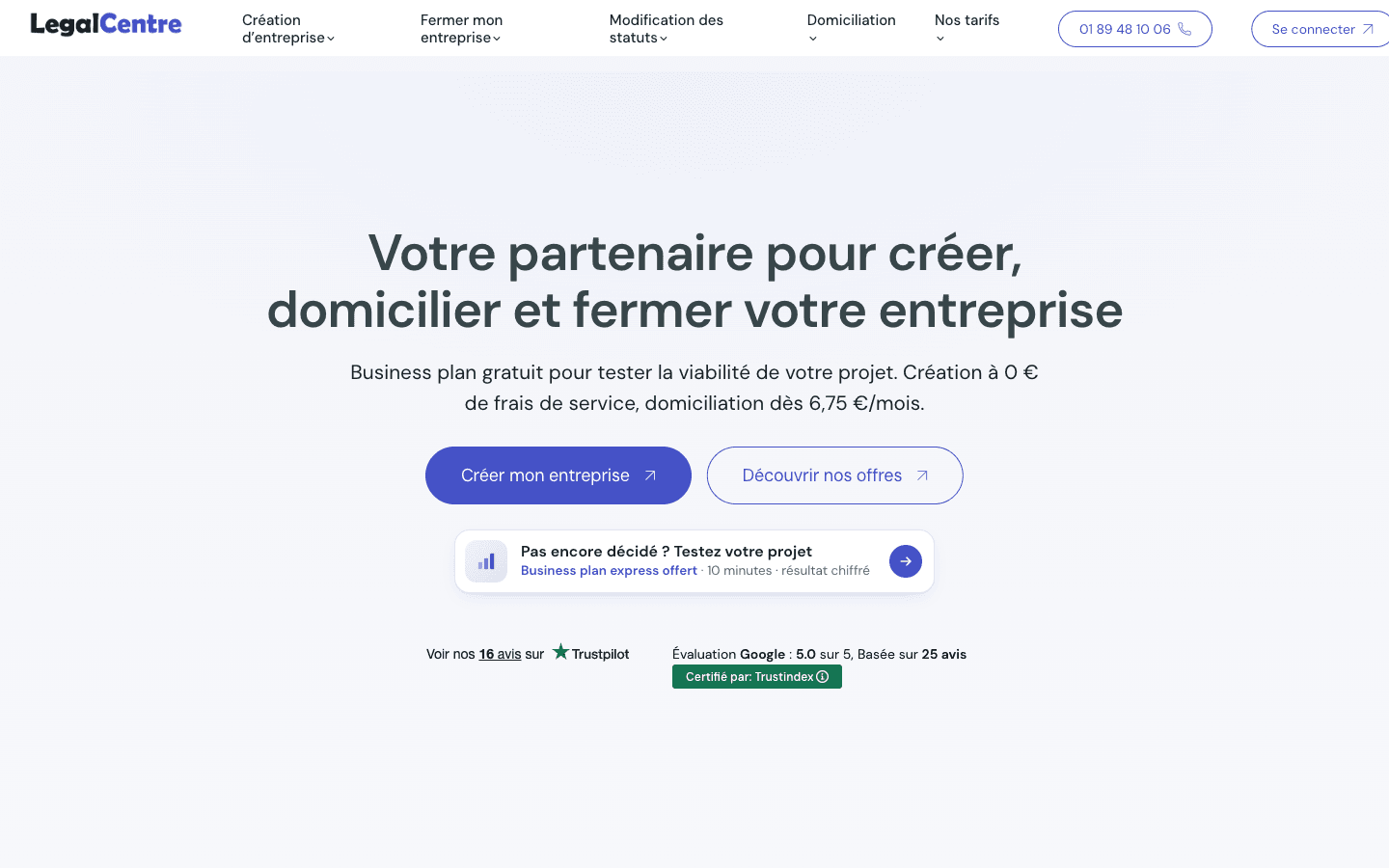 Capture d'écran du projet LegalCentre — Services Juridiques & Domiciliation